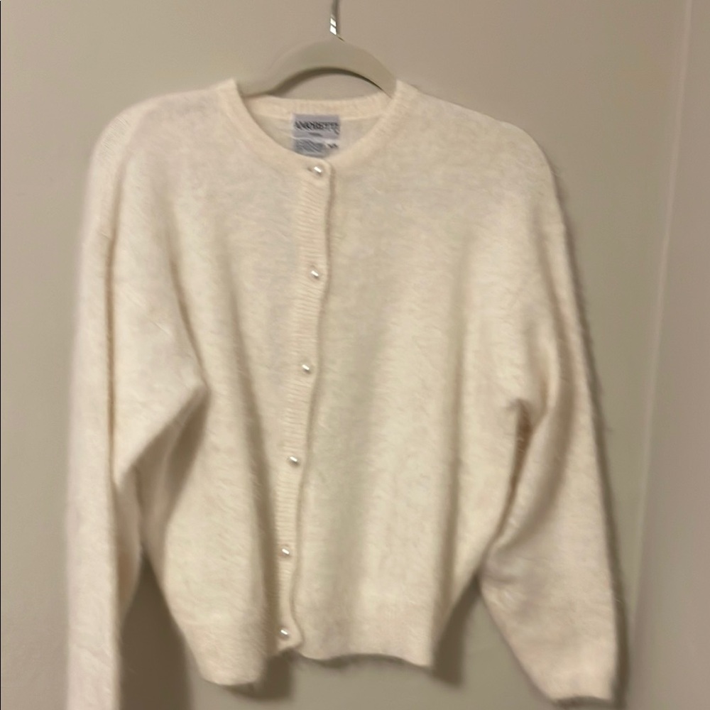 Vintage Angora Cream Cardigan - Medium
